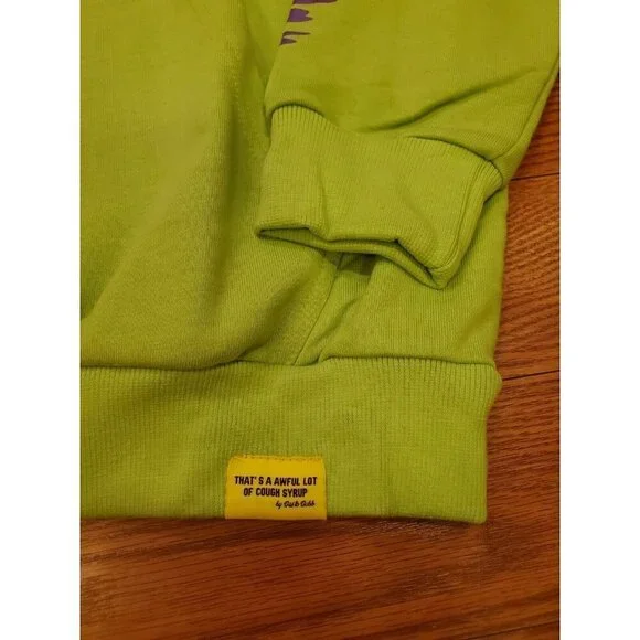 That's A Awful Lot of Cough Syrup Hoodie Men's Size M Neon Green Moto Desto Dubb - Picture 3 of 9